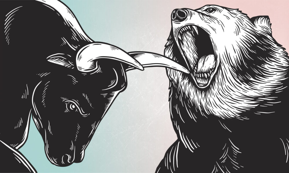 Bull and Bear Market Investment Business Icon Concept