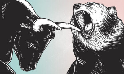 Bull and Bear Market Investment Business Icon Concept