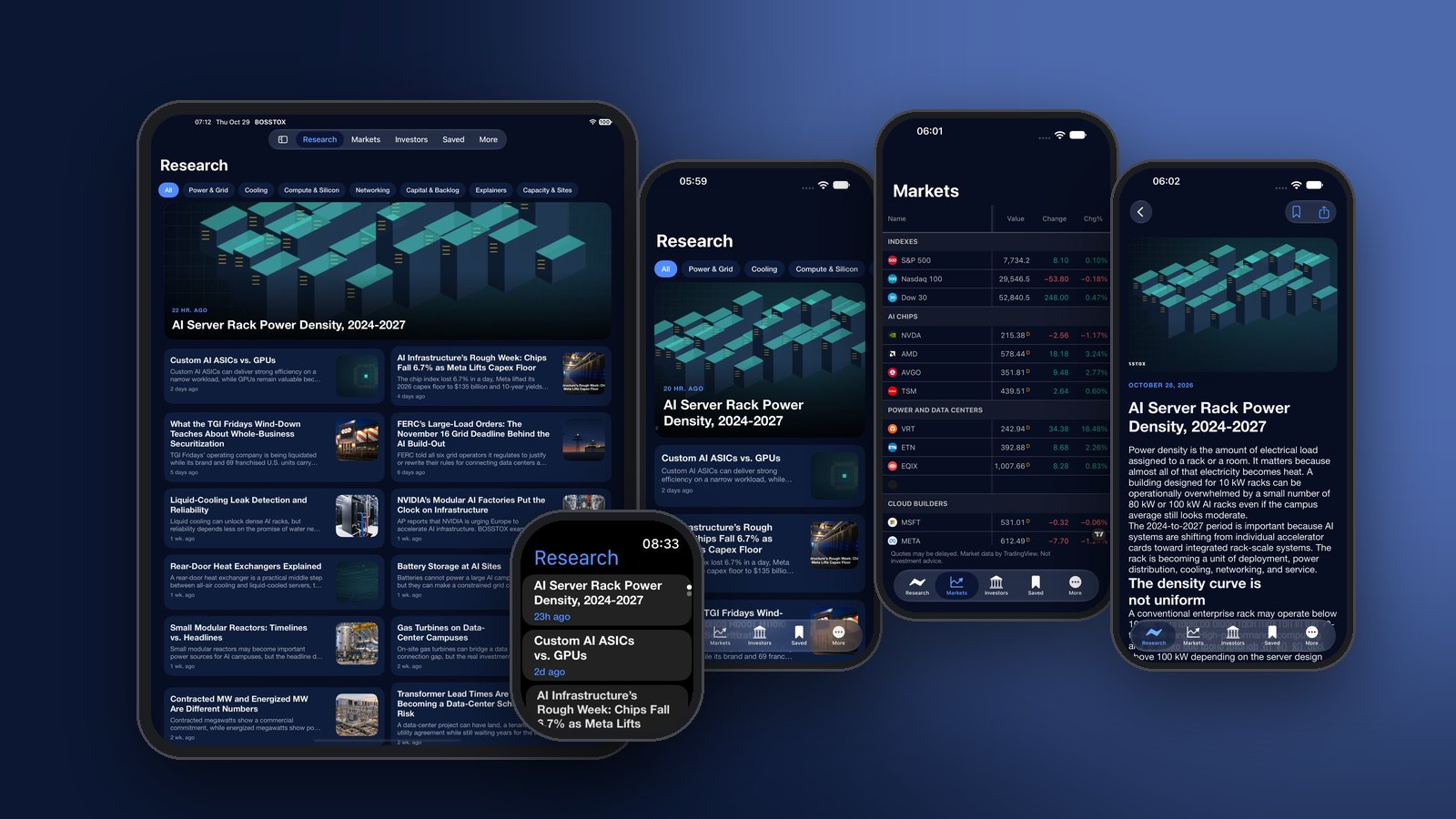 The BOSSTOX App: Markets and the AI Build-Out on iPhone, iPad and Apple Watch