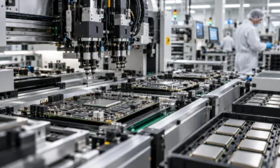 Electronics production line assembling accelerator circuit boards.
